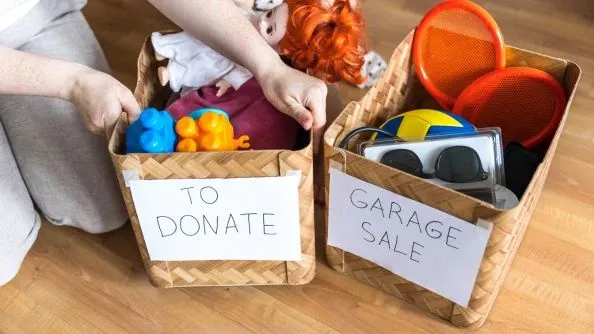 Declutter each room by putting items in their own containers.