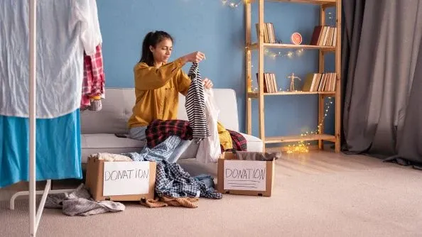 Take the time to go through your clothes and figure out if you’d like to donate or sell the clothes you no longer wear.